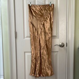 Free People Velvet Gold Midi Skirt